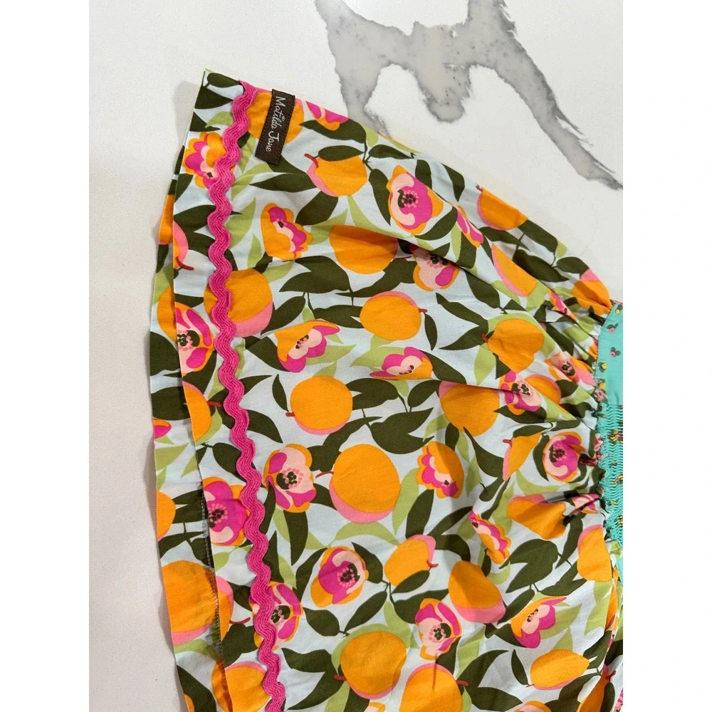 Matilda Jane Girls Orange Floral Halter Dress Ric Rac Trim Size‎ 2 Summer Print